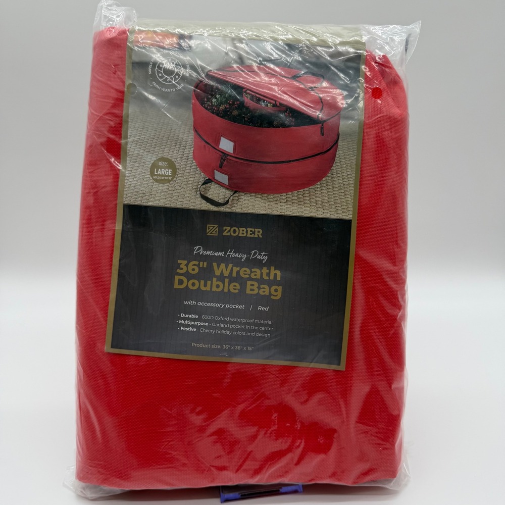 Zober Premium Heavy Duty 36 Inch Wreath Double Bag Red Waterproof Organizer